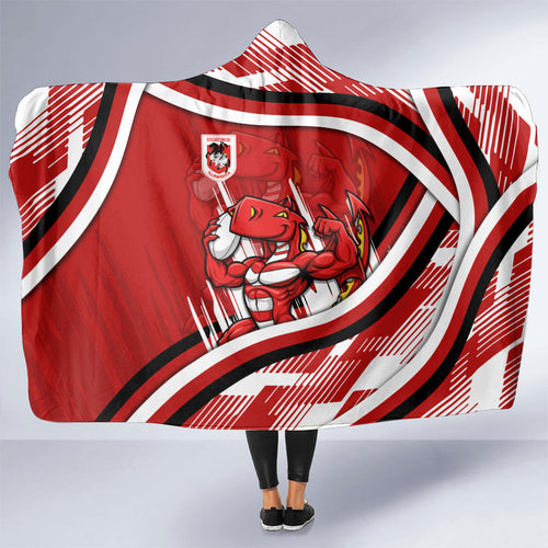 Dragons Rugby Mascot Hooded Blanket Fierce Athlete Graphic in Sports Style