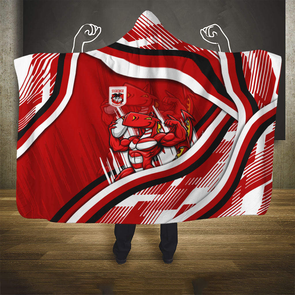 Dragons Rugby Mascot Hooded Blanket Fierce Athlete Graphic in Sports Style