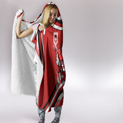 Dragons Rugby Mascot Hooded Blanket Fierce Athlete Graphic in Sports Style