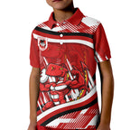 Dragons Rugby Mascot Kid Polo Shirt Fierce Athlete Graphic in Sports Style