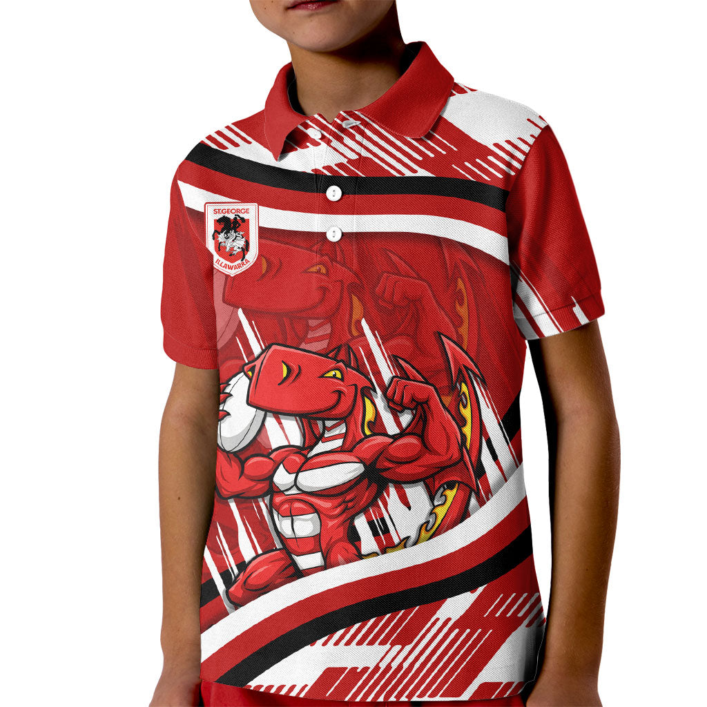 Dragons Rugby Mascot Kid Polo Shirt Fierce Athlete Graphic in Sports Style