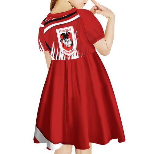 Dragons Rugby Mascot Kid Short Sleeve Dress Fierce Athlete Graphic in Sports Style