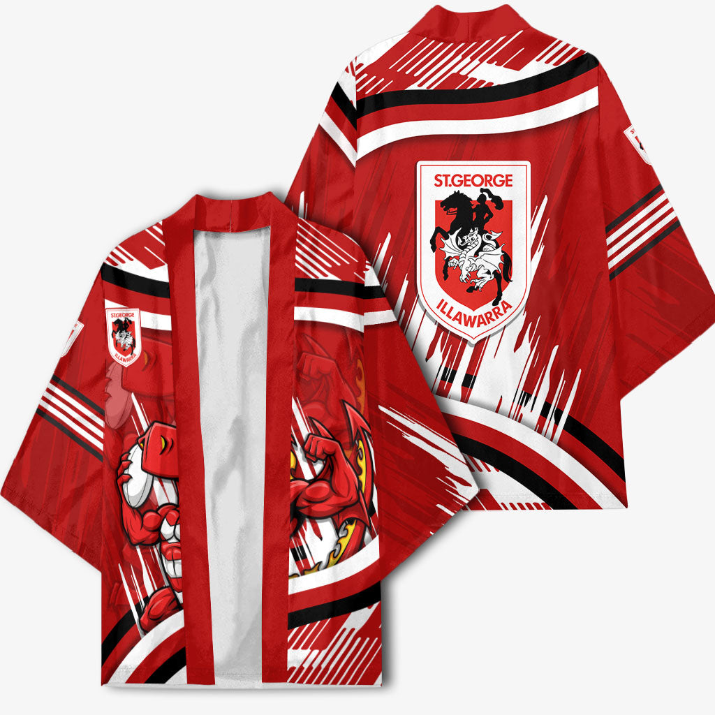 Dragons Rugby Mascot Kimono Fierce Athlete Graphic in Sports Style