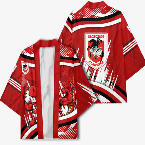 Dragons Rugby Mascot Kimono Fierce Athlete Graphic in Sports Style