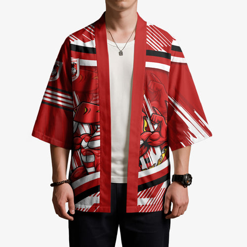 Dragons Rugby Mascot Kimono Fierce Athlete Graphic in Sports Style