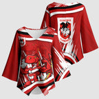 Dragons Rugby Mascot Kimono Sleeve Blouse Fierce Athlete Graphic in Sports Style