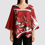 Dragons Rugby Mascot Kimono Sleeve Blouse Fierce Athlete Graphic in Sports Style