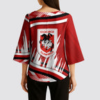 Dragons Rugby Mascot Kimono Sleeve Blouse Fierce Athlete Graphic in Sports Style