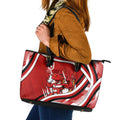 Dragons Rugby Mascot Leather Tote Bag Fierce Athlete Graphic in Sports Style