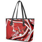 Dragons Rugby Mascot Leather Tote Bag Fierce Athlete Graphic in Sports Style