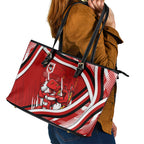 Dragons Rugby Mascot Leather Tote Bag Fierce Athlete Graphic in Sports Style