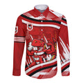 Dragons Rugby Mascot Long Sleeve Button Shirt Fierce Athlete Graphic in Sports Style