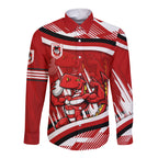Dragons Rugby Mascot Long Sleeve Button Shirt Fierce Athlete Graphic in Sports Style