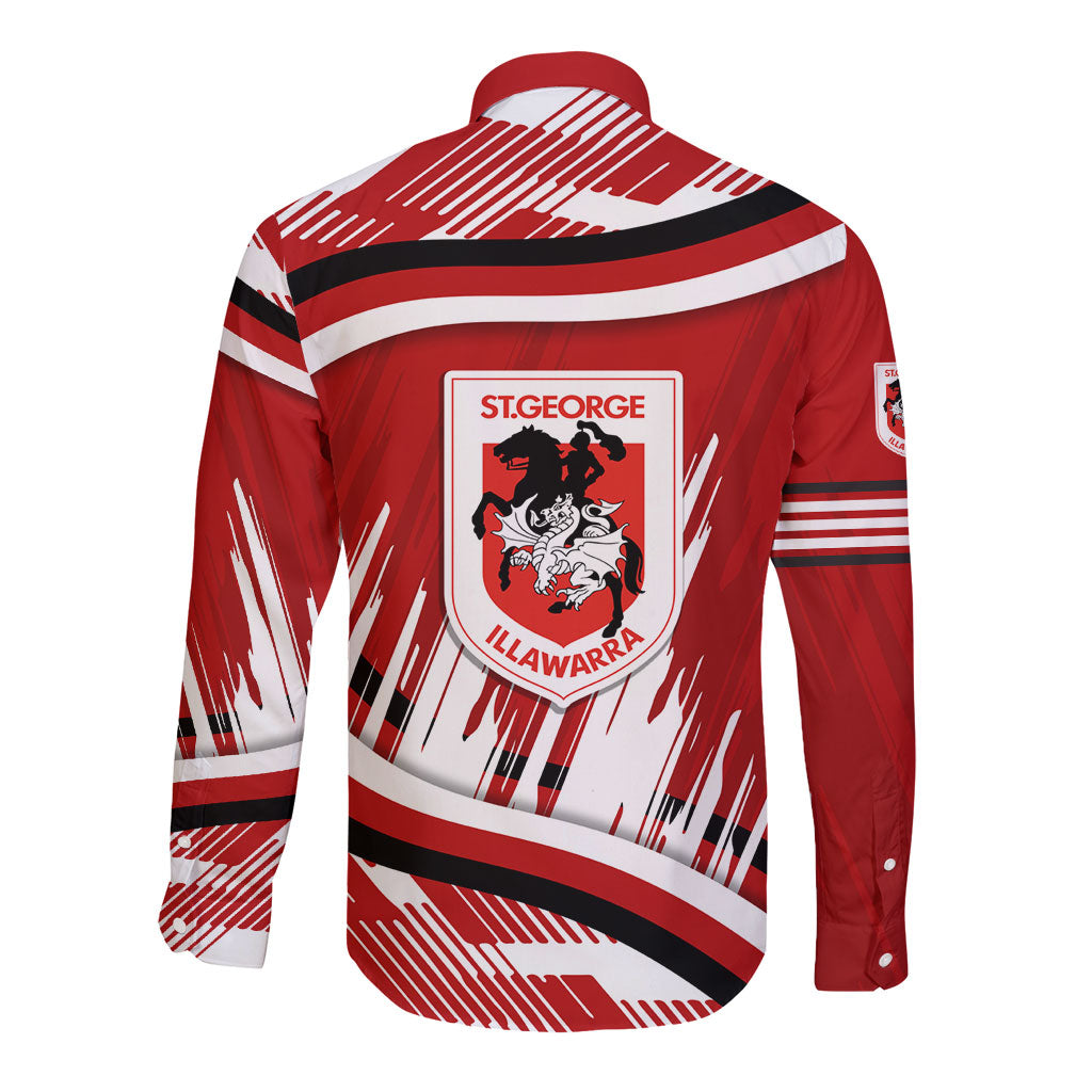 Dragons Rugby Mascot Long Sleeve Button Shirt Fierce Athlete Graphic in Sports Style