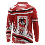 Dragons Rugby Mascot Long Sleeve Polo Shirt Fierce Athlete Graphic in Sports Style