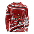 Dragons Rugby Mascot Long Sleeve Shirt Fierce Athlete Graphic in Sports Style