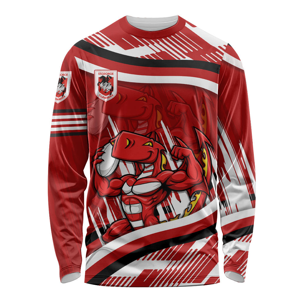 Dragons Rugby Mascot Long Sleeve Shirt Fierce Athlete Graphic in Sports Style