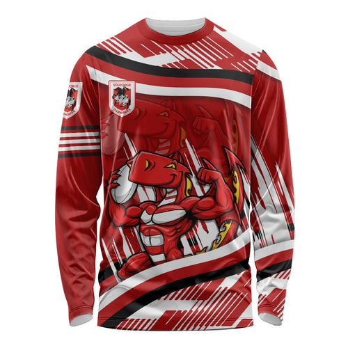 Dragons Rugby Mascot Long Sleeve Shirt Fierce Athlete Graphic in Sports Style