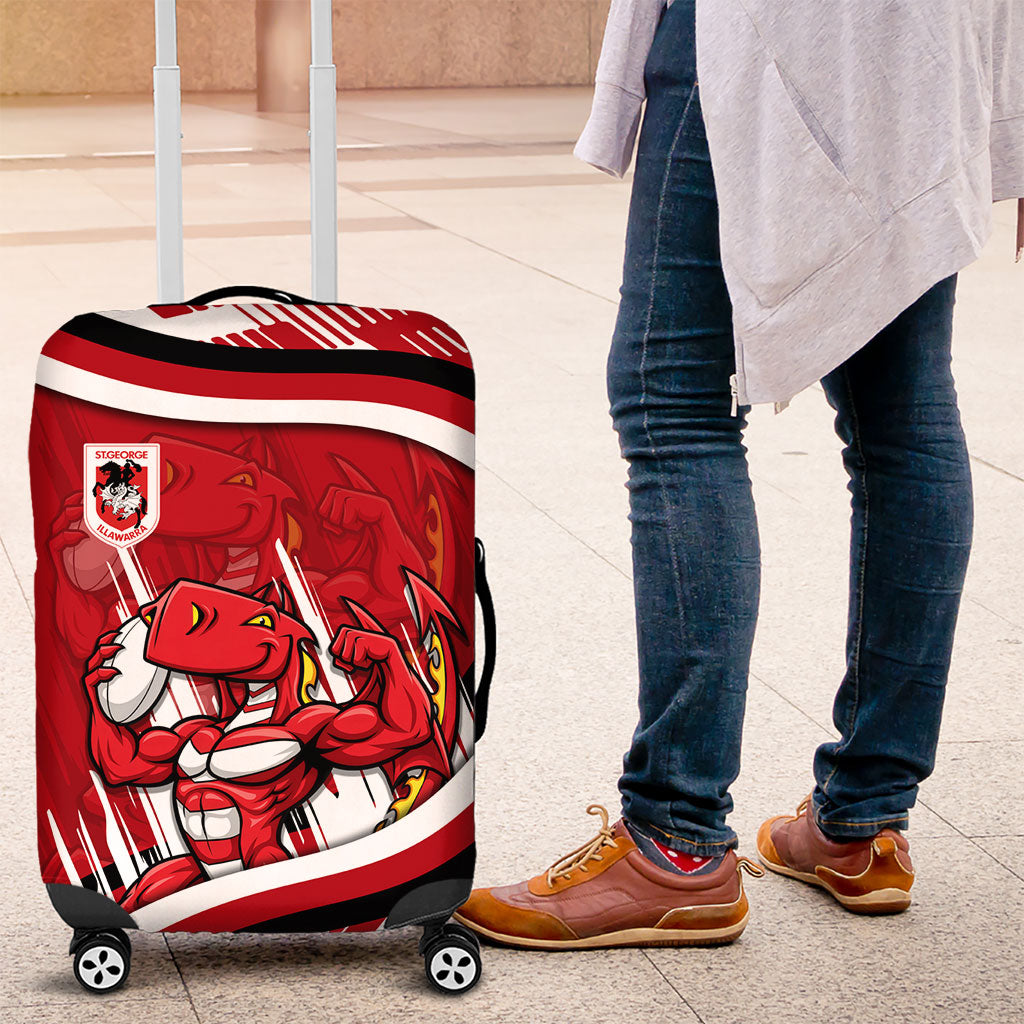 Dragons Rugby Mascot Luggage Cover Fierce Athlete Graphic in Sports Style