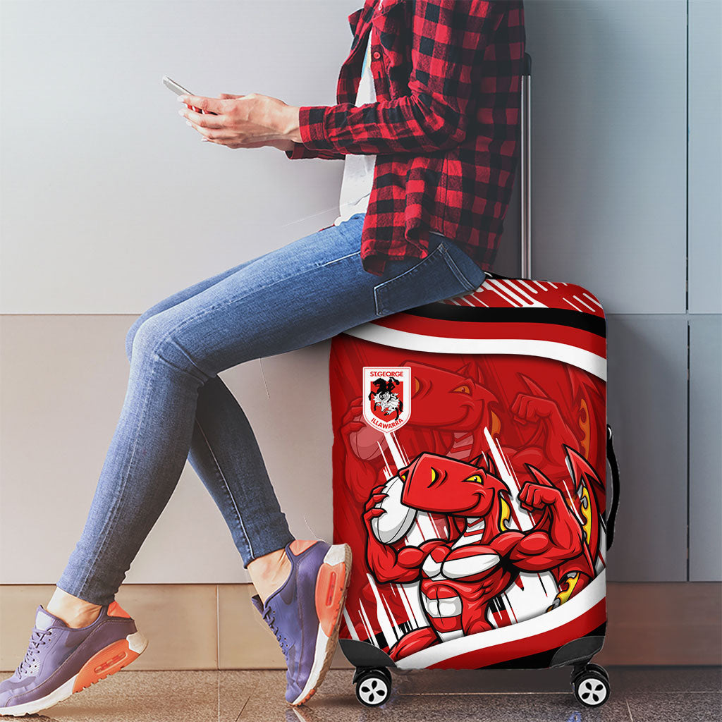 Dragons Rugby Mascot Luggage Cover Fierce Athlete Graphic in Sports Style