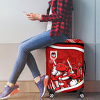 Dragons Rugby Mascot Luggage Cover Fierce Athlete Graphic in Sports Style