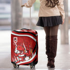 Dragons Rugby Mascot Luggage Cover Fierce Athlete Graphic in Sports Style