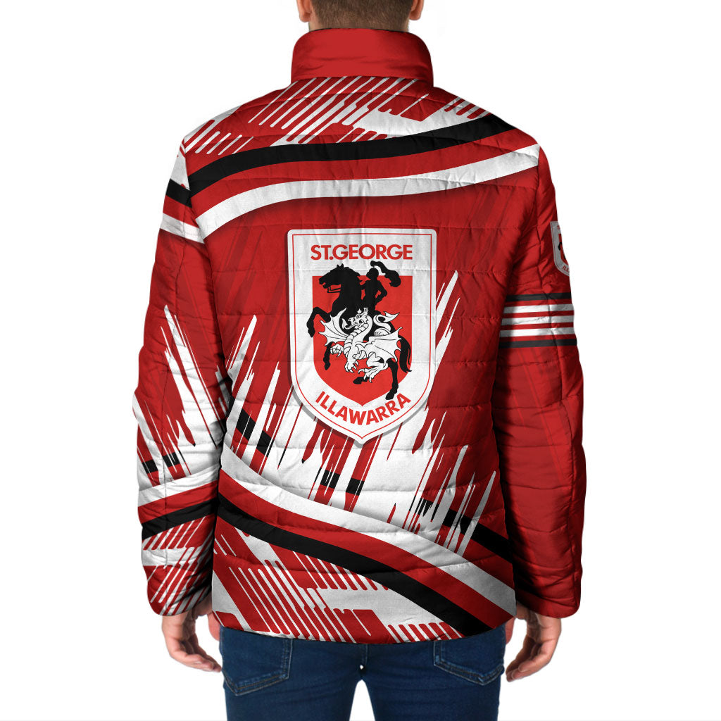 Dragons Rugby Mascot Padded Jacket Fierce Athlete Graphic in Sports Style