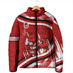 Dragons Rugby Mascot Padded Jacket Fierce Athlete Graphic in Sports Style