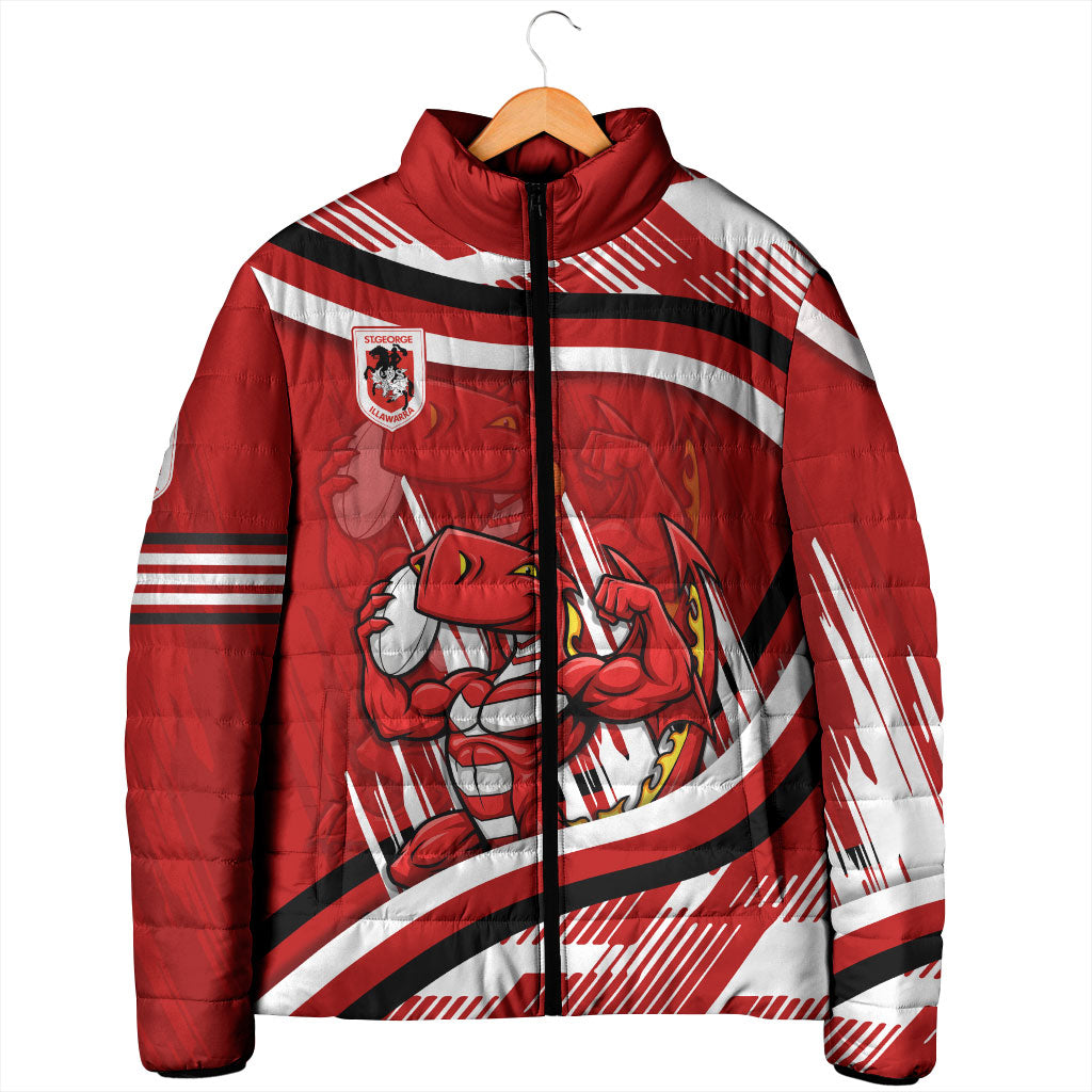 Dragons Rugby Mascot Padded Jacket Fierce Athlete Graphic in Sports Style