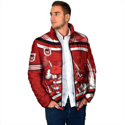 Dragons Rugby Mascot Padded Jacket Fierce Athlete Graphic in Sports Style