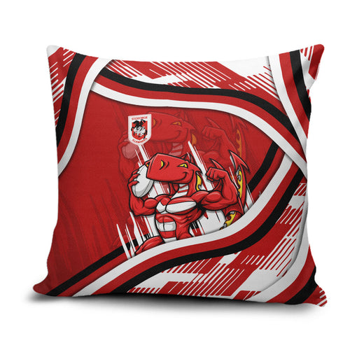 Dragons Rugby Mascot Pillow Cover Fierce Athlete Graphic in Sports Style