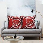 Dragons Rugby Mascot Pillow Cover Fierce Athlete Graphic in Sports Style