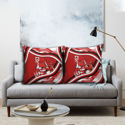 Dragons Rugby Mascot Pillow Cover Fierce Athlete Graphic in Sports Style