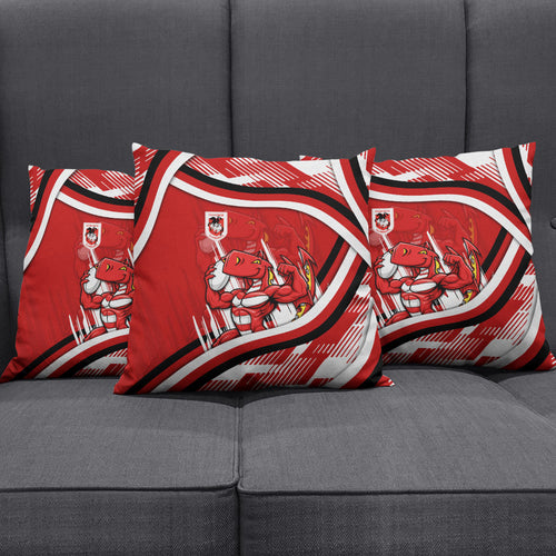 Dragons Rugby Mascot Pillow Cover Fierce Athlete Graphic in Sports Style