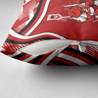 Dragons Rugby Mascot Pillow Cover Fierce Athlete Graphic in Sports Style