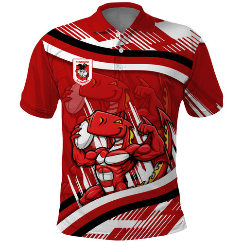 Dragons Rugby Mascot Polo Shirt Fierce Athlete Graphic in Sports Style