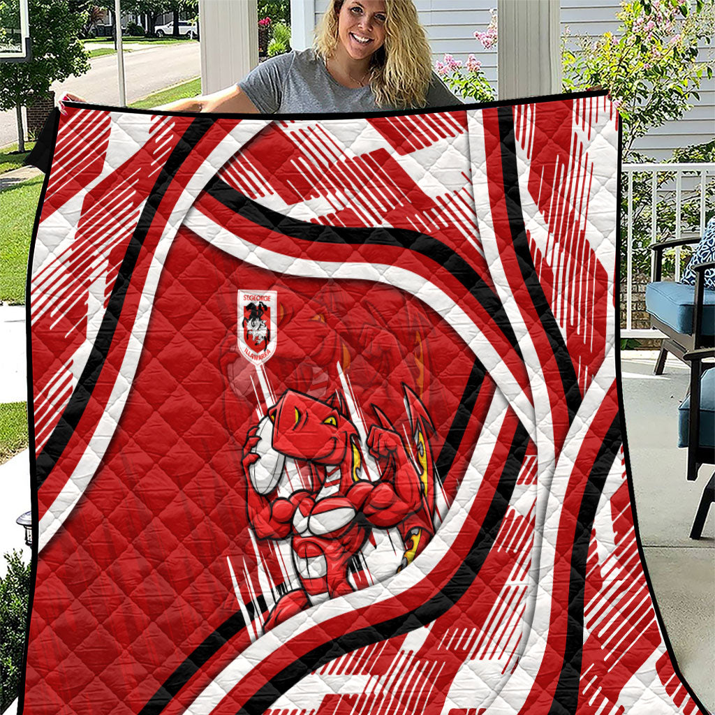 Dragons Rugby Mascot Quilt Fierce Athlete Graphic in Sports Style