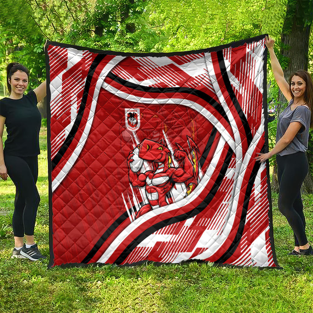 Dragons Rugby Mascot Quilt Fierce Athlete Graphic in Sports Style