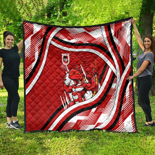 Dragons Rugby Mascot Quilt Fierce Athlete Graphic in Sports Style