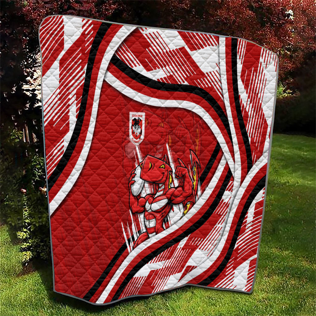 Dragons Rugby Mascot Quilt Fierce Athlete Graphic in Sports Style