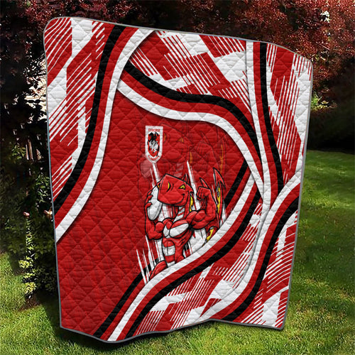 Dragons Rugby Mascot Quilt Fierce Athlete Graphic in Sports Style