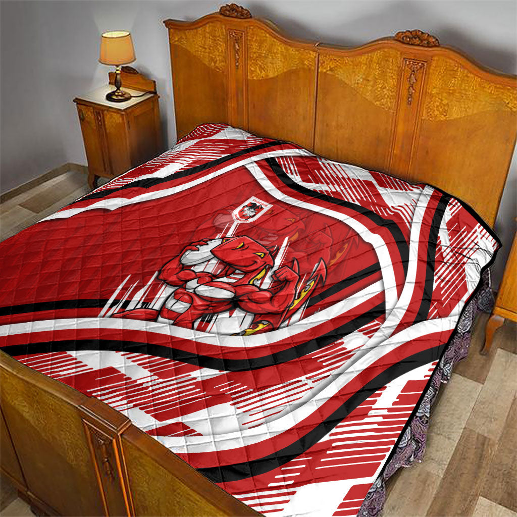 Dragons Rugby Mascot Quilt Fierce Athlete Graphic in Sports Style
