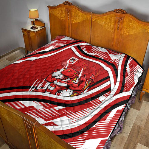 Dragons Rugby Mascot Quilt Fierce Athlete Graphic in Sports Style