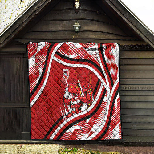 Dragons Rugby Mascot Quilt Fierce Athlete Graphic in Sports Style