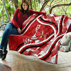 Dragons Rugby Mascot Quilt Fierce Athlete Graphic in Sports Style