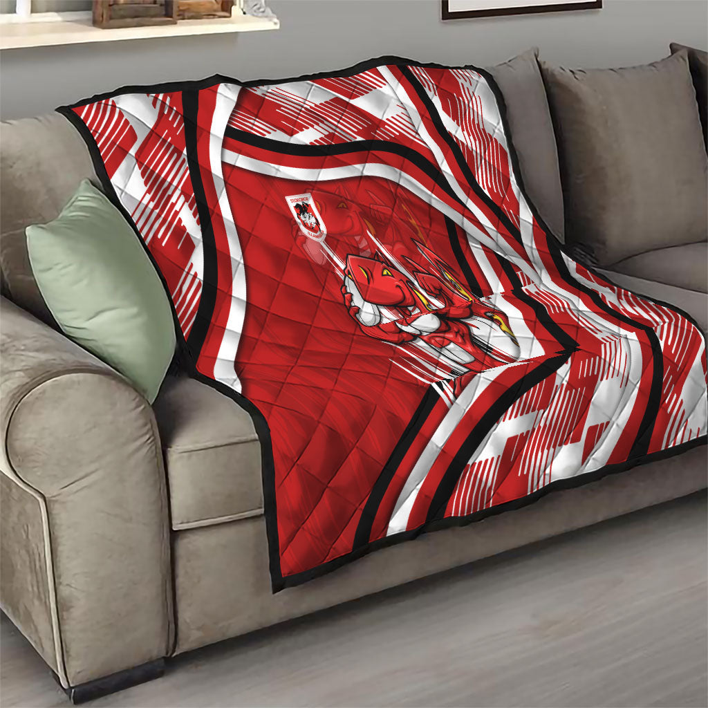 Dragons Rugby Mascot Quilt Fierce Athlete Graphic in Sports Style
