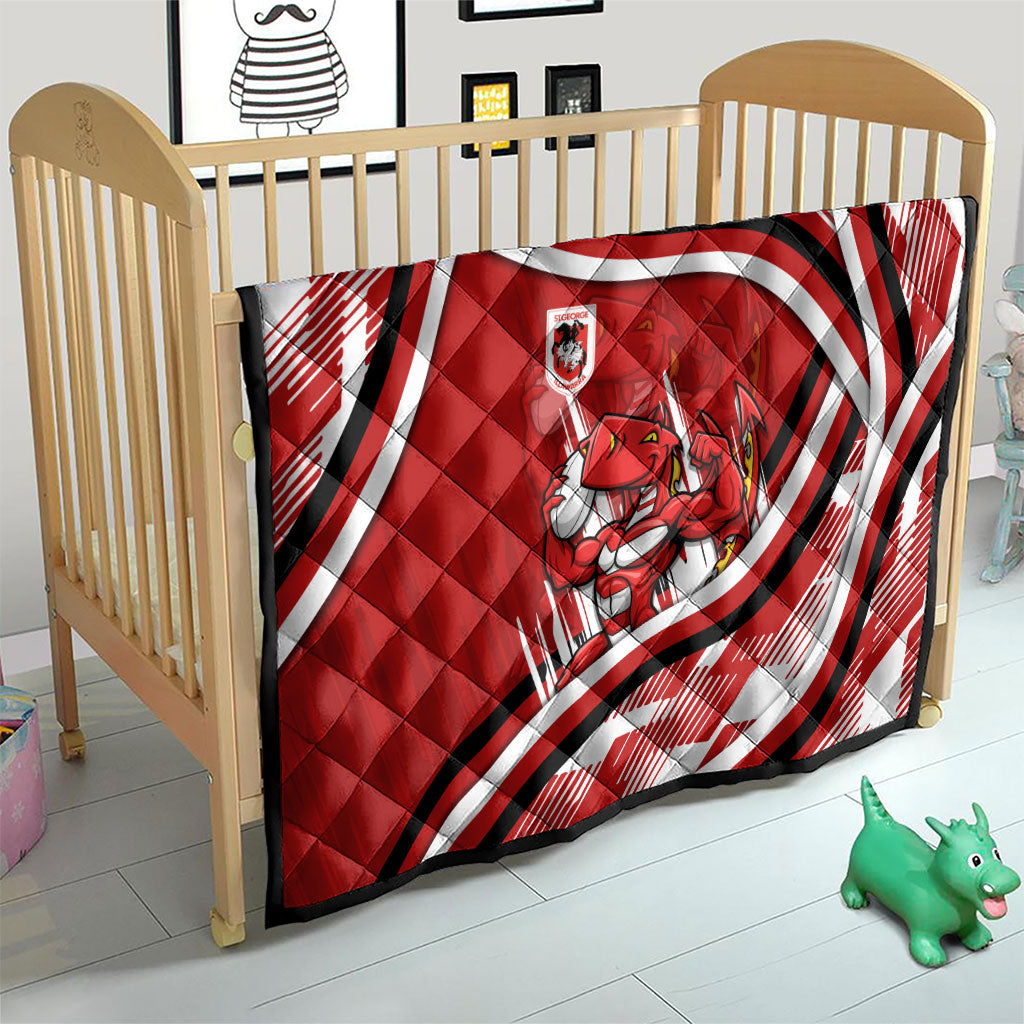 Dragons Rugby Mascot Quilt Fierce Athlete Graphic in Sports Style