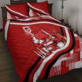 Dragons Rugby Mascot Quilt Bed Set Fierce Athlete Graphic in Sports Style