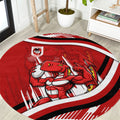 Dragons Rugby Mascot Round Carpet Fierce Athlete Graphic in Sports Style