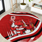 Dragons Rugby Mascot Round Carpet Fierce Athlete Graphic in Sports Style